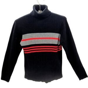 Charter Club Colorblock Stripe Rib Knit Long Sleeve Turtle‎ Neck Sweater Top